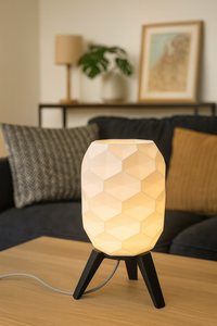 Designer Table Lamp 'Switch' with Geometric Pattern and Black Base – Modern Mood Lighting