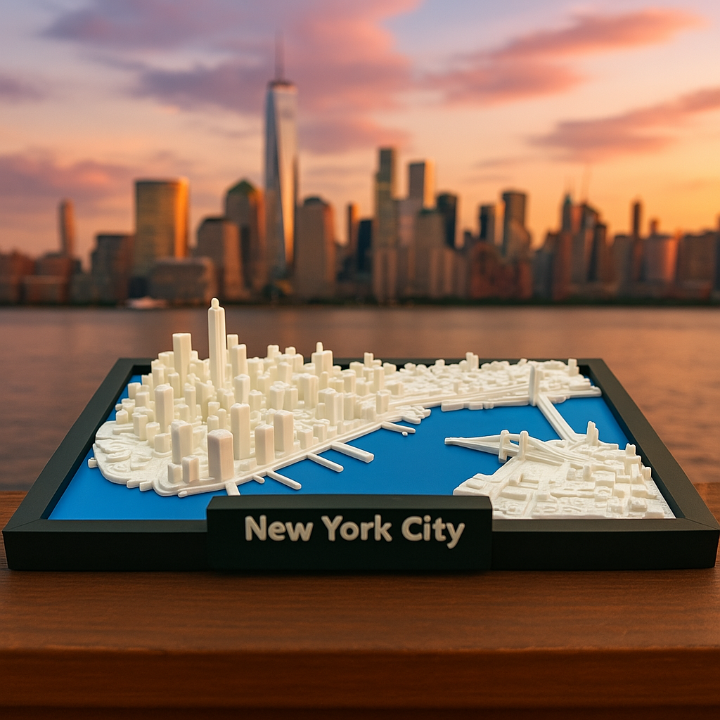 3D Printed Miniature of New York City – Detailed City Map and Iconic Skyline - Premium Quality
