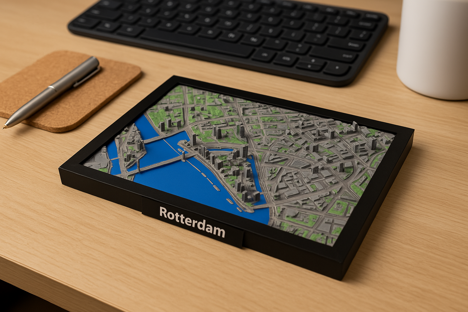 Detaillierter 3D-Stadtplan von Rotterdam – Einzigartige Miniatur der Stadt – Vollfarbig – Premium-Qualität
