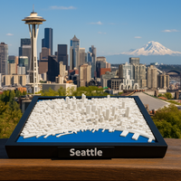3D Geprinte Miniatuur van Seattle – Gedetailleerde Stadskaart & Skyline - Premium Quality
