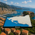 3D Printed Miniature of Monaco – Detailed City Map and Port Area - Premium Quality