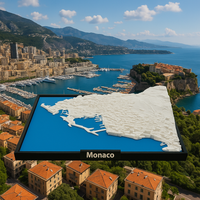 3D Geprinte Miniatuur van Monaco – Gedetailleerde Stadskaart & Havengebied - Premium Quality