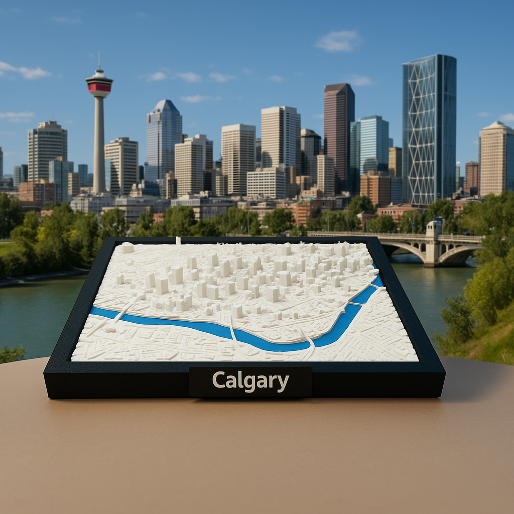 3D Printed Miniature of Calgary – Detailed City Map and Skyline - Premium Quality