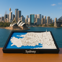 3D-gedruckte Miniatur von Sydney – Detaillierter Stadtplan und legendärer Hafen – Premiumqualität