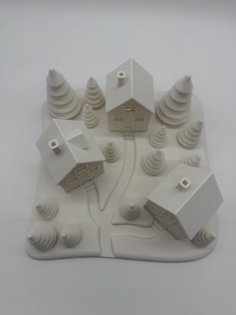 Sfeervol Kerst Dorpje met LED Verlichting – Witte Kerstdecoratie voor een Warm Winterhuis