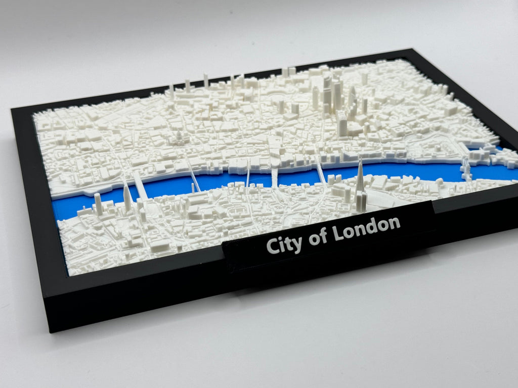 3D-gedruckte Miniatur der City of London – Detaillierter Stadtplan und Skyline – Premiumqualität