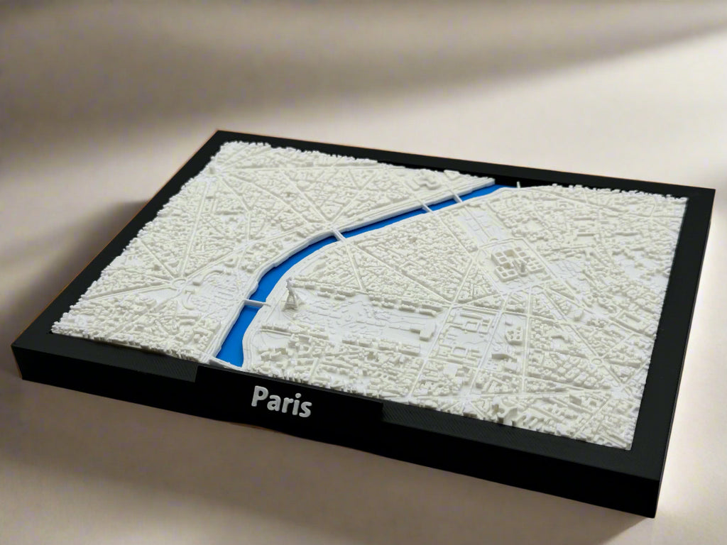 3D-gedruckte Miniatur von Paris – Detaillierter Stadtplan und historische Architektur – Premiumqualität