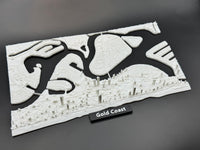 3D-gedruckte Miniatur der Gold Coast – Detaillierter Stadtplan und Küstenlinie – Premiumqualität