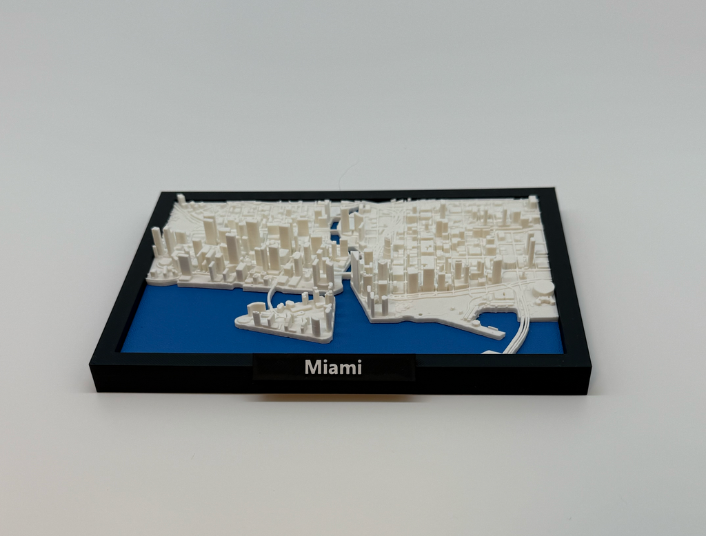 3D Printed Miniature of Miami – Detailed City Map and Skyline - Premium Quality