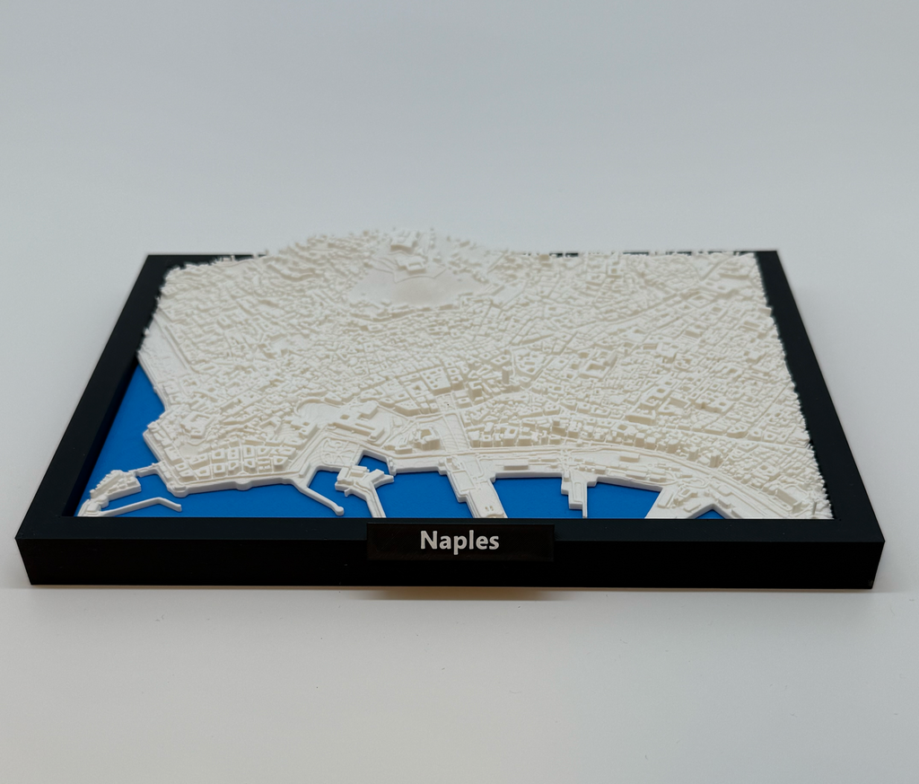 3D Printed Miniature of Naples – Detailed City Map and Coastline - Premium Quality