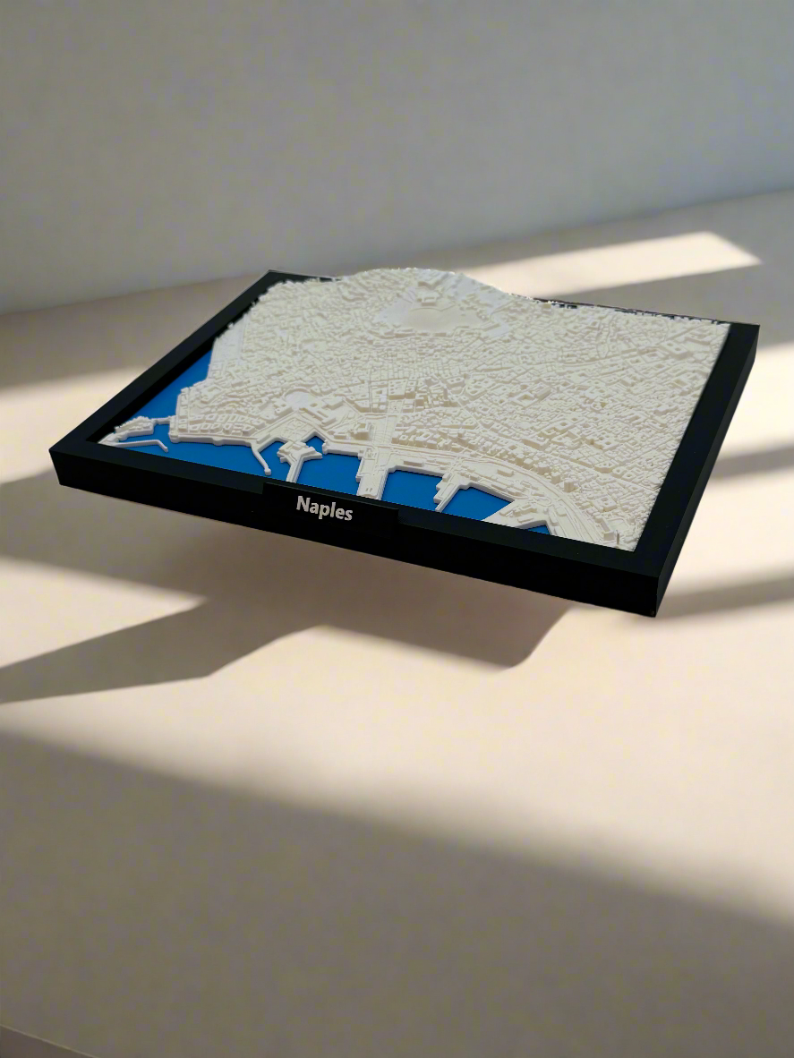 3D Printed Miniature of Naples – Detailed City Map and Coastline - Premium Quality