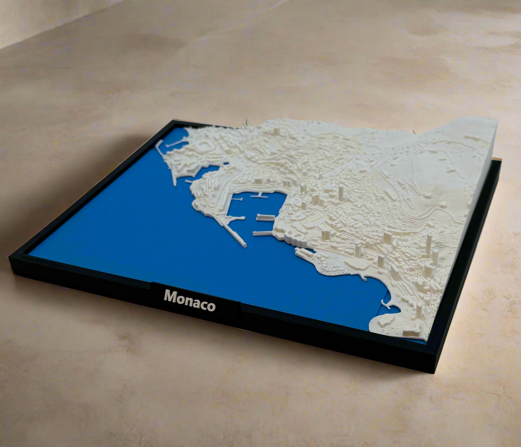 3D Printed Miniature of Monaco – Detailed City Map and Port Area - Premium Quality