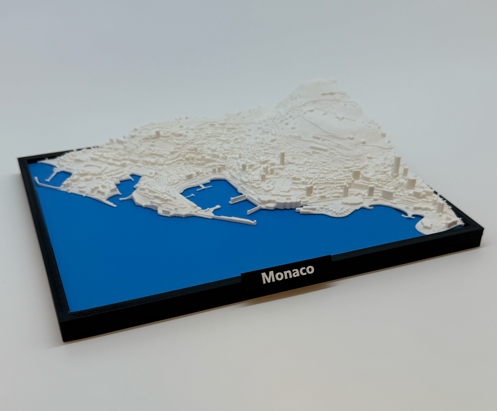 3D Printed Miniature of Monaco – Detailed City Map and Port Area - Premium Quality