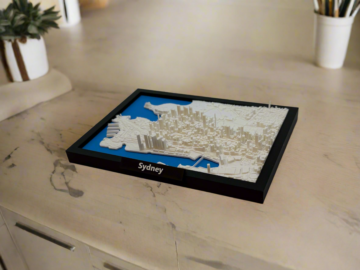 3D Printed Miniature of Sydney – Detailed City Map and Iconic Harbour - Premium Quality