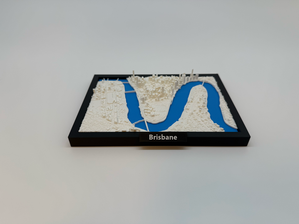 3D Printed Miniature of Brisbane – Detailed City Map and Riverscape - Premium Quality