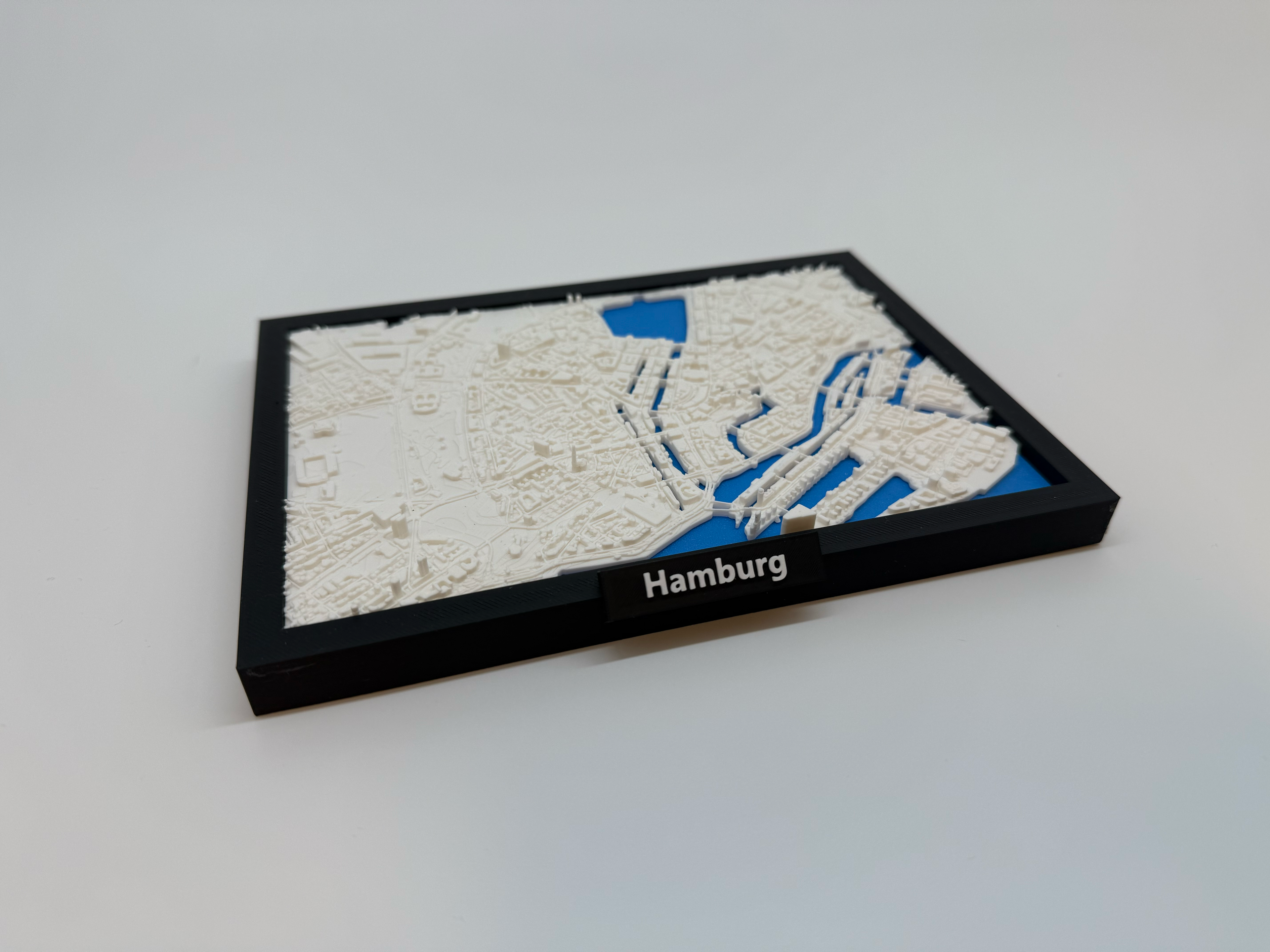3D Printed Miniature of Hamburg – Detailed City Map and Port Area - Premium Quality