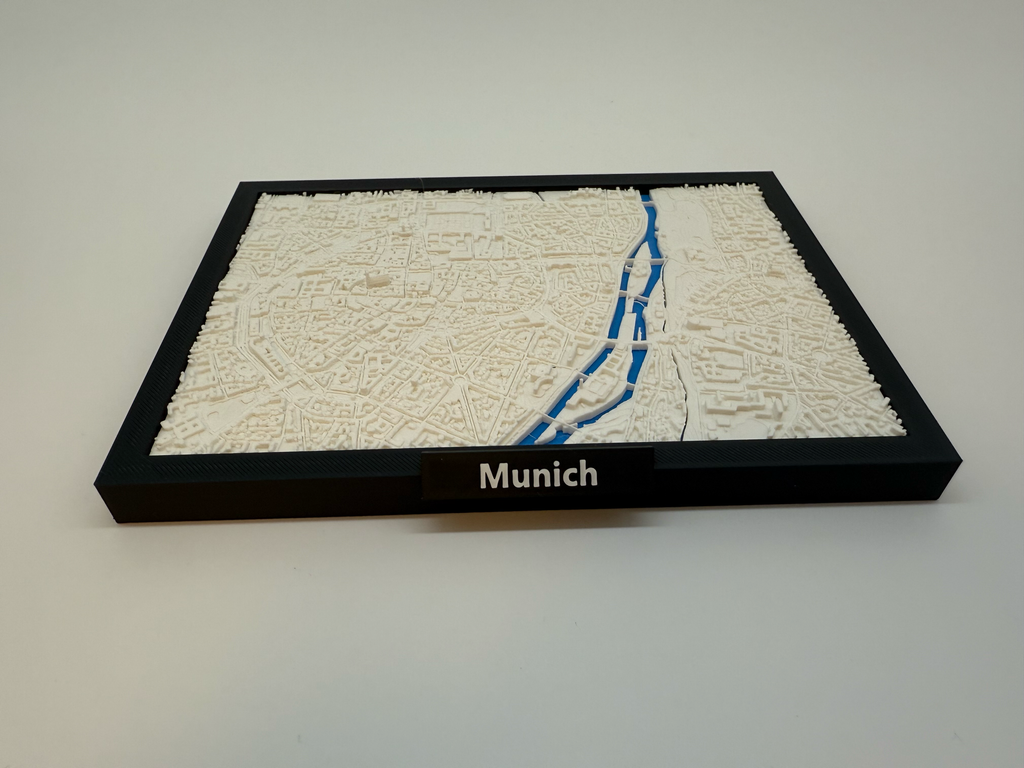 3D Printed Miniature of Munich – Detailed City Map and Riverscape - Premium Quality