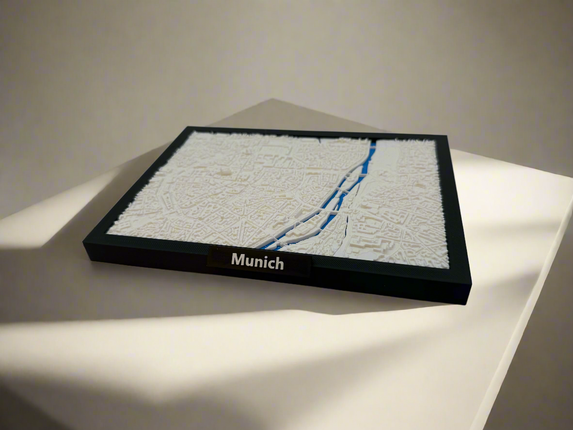 3D Printed Miniature of Munich – Detailed City Map and Riverscape - Premium Quality