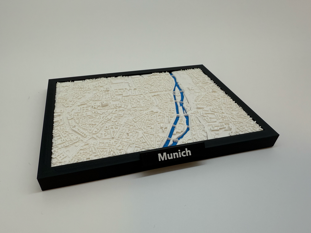3D Printed Miniature of Munich – Detailed City Map and Riverscape - Premium Quality