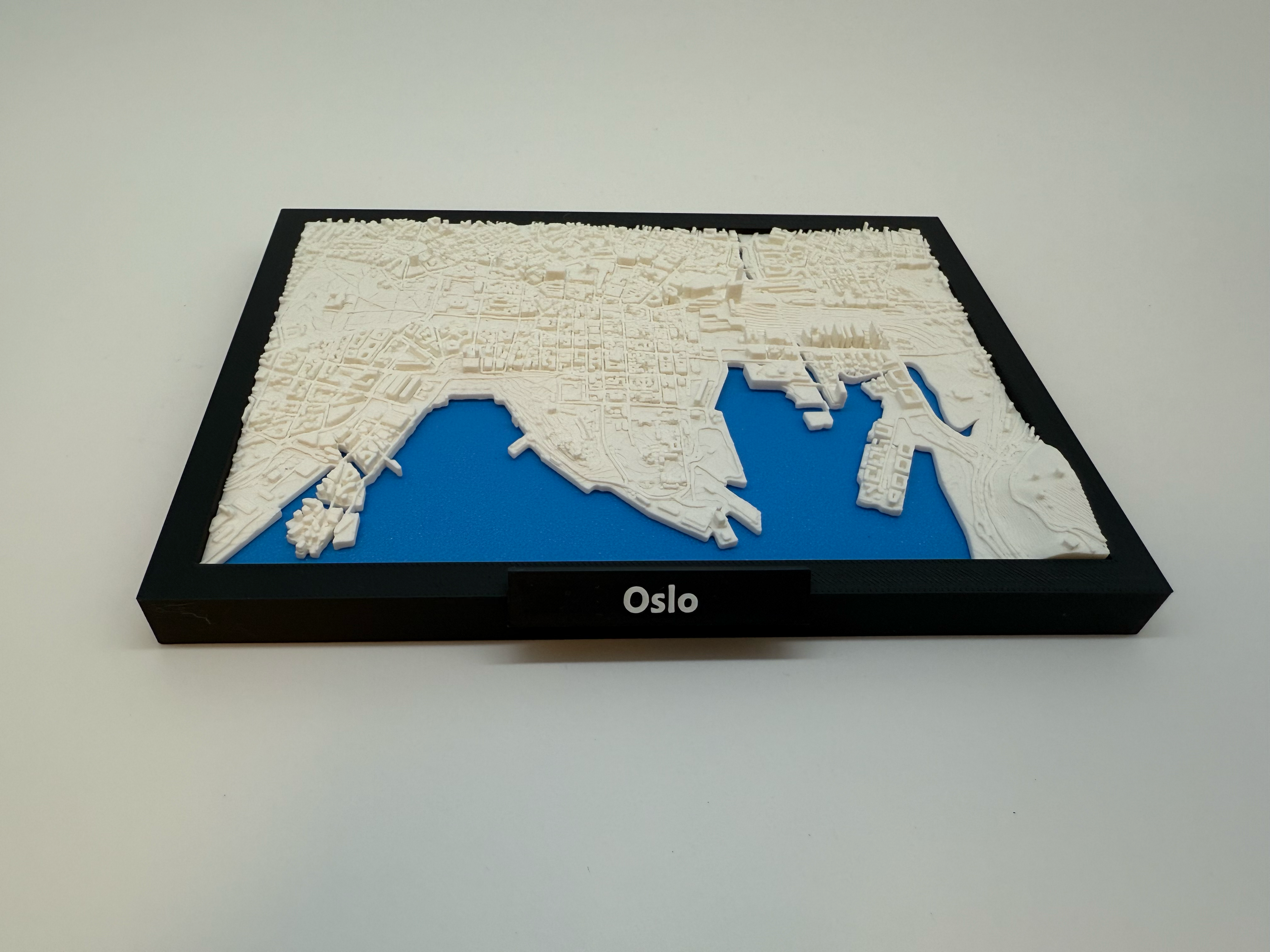 3D Printed Miniature of Oslo – Detailed City Map and Fjords - Premium Quality
