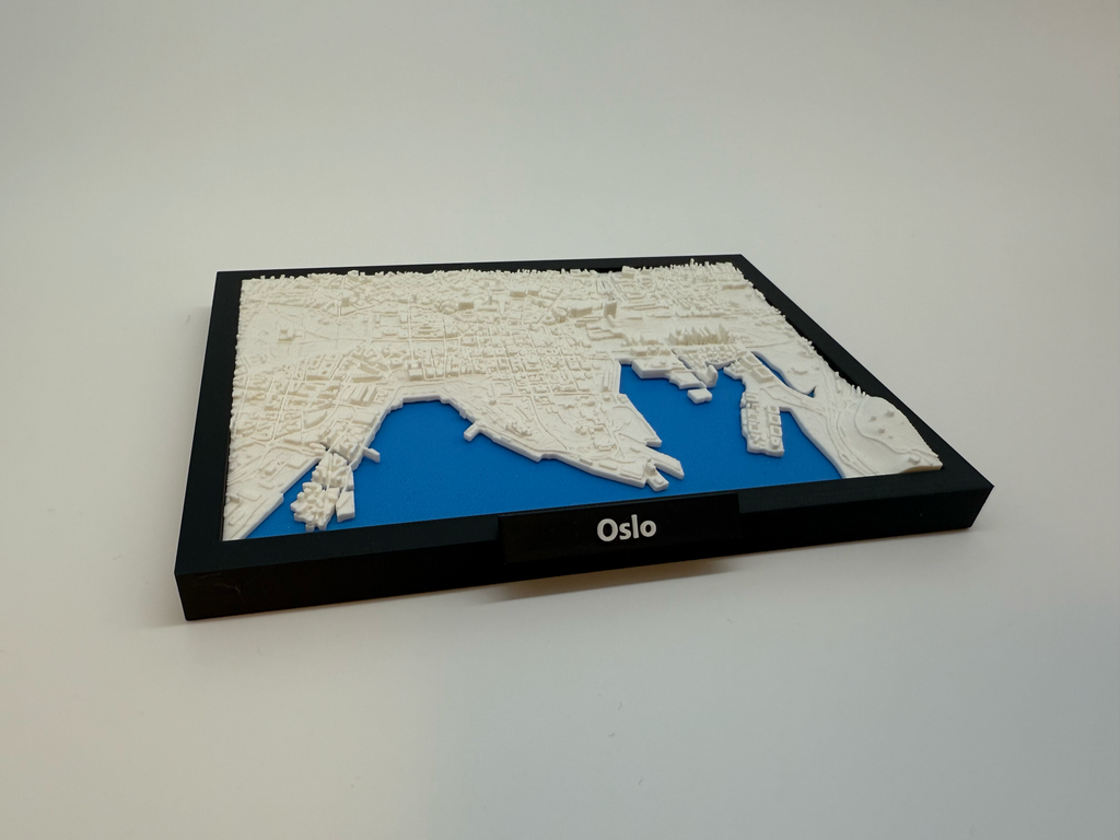 3D Printed Miniature of Oslo – Detailed City Map and Fjords - Premium Quality