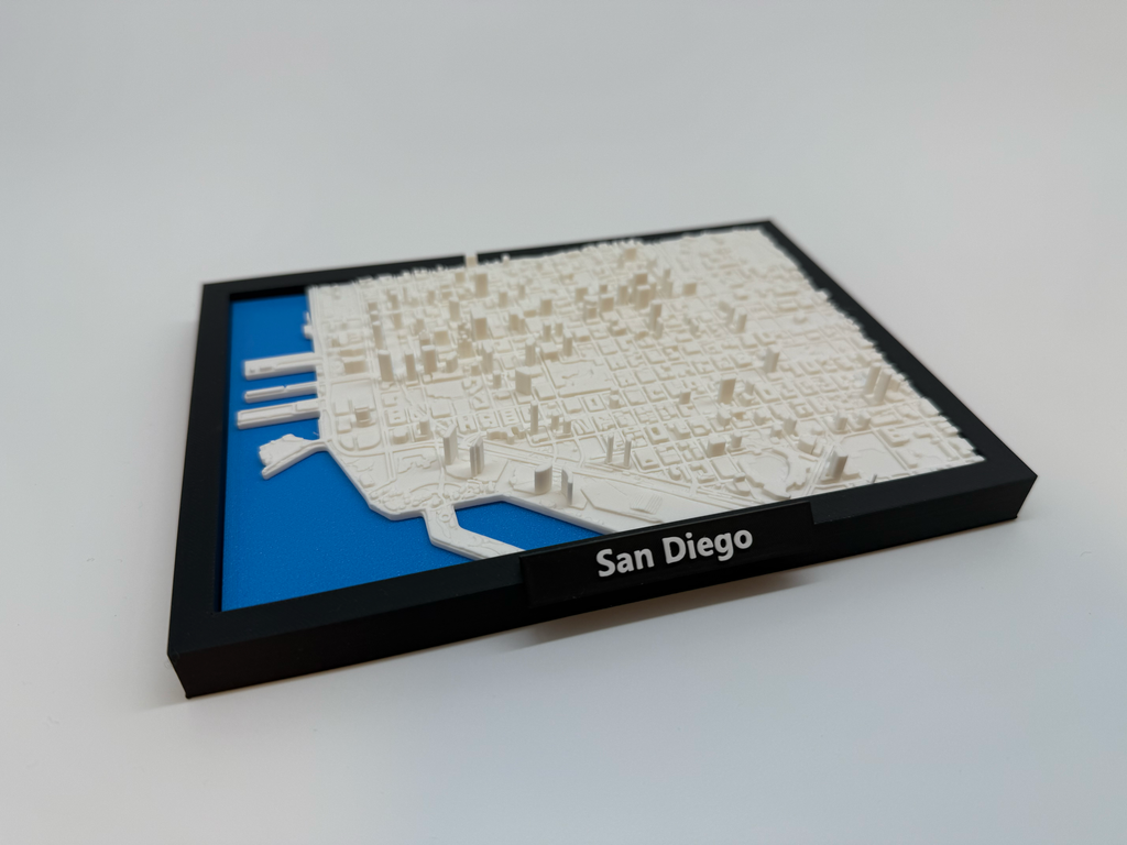 3D Geprinte Miniatuur van San Diego – Gedetailleerde Stadskaart en Skyline - Premium Quality