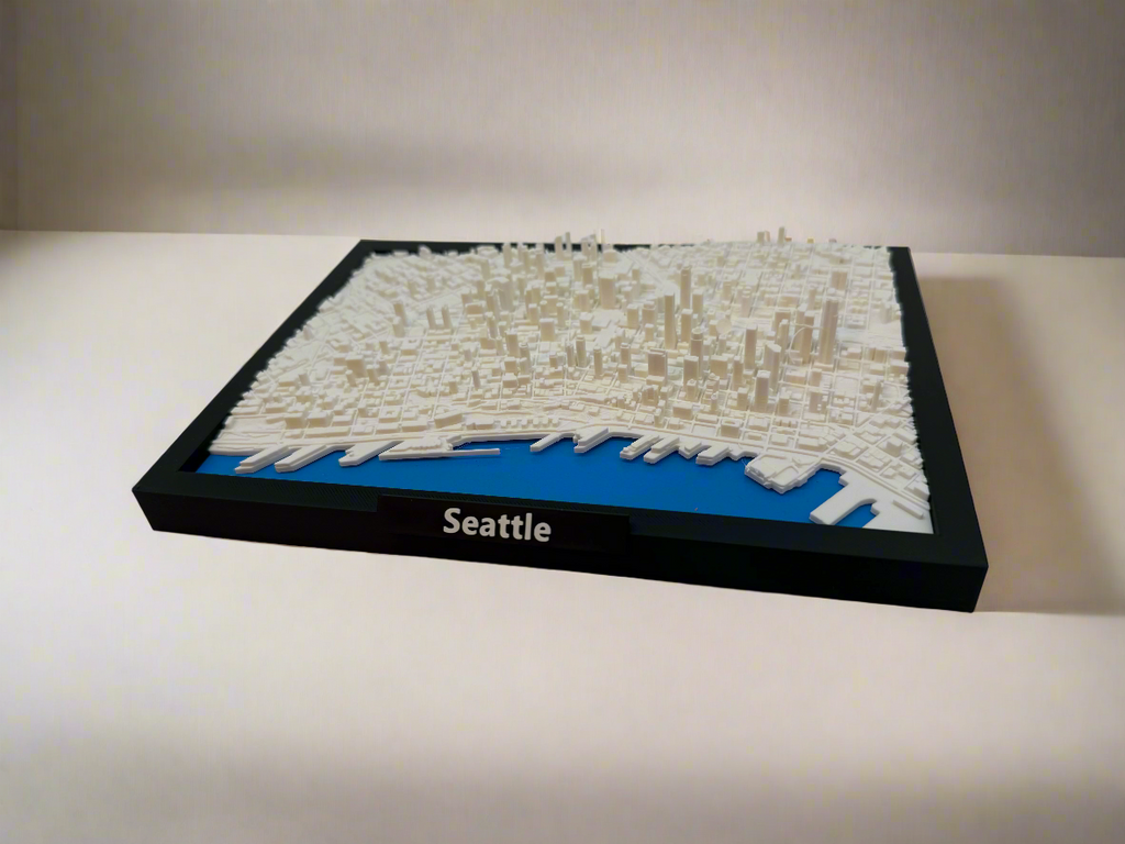 3D Printed Miniature of Seattle – Detailed City Map and Skyline - Premium Quality