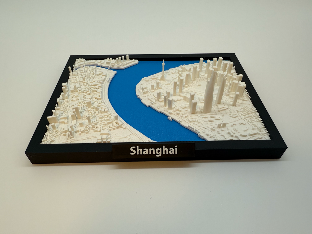 3D Geprinte Miniatuur van Shanghai – Gedetailleerde Skyline en Stadskaart - Premium Quality