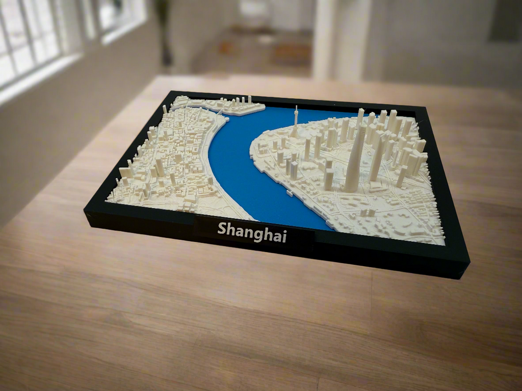 3D Geprinte Miniatuur van Shanghai – Gedetailleerde Skyline en Stadskaart - Premium Quality