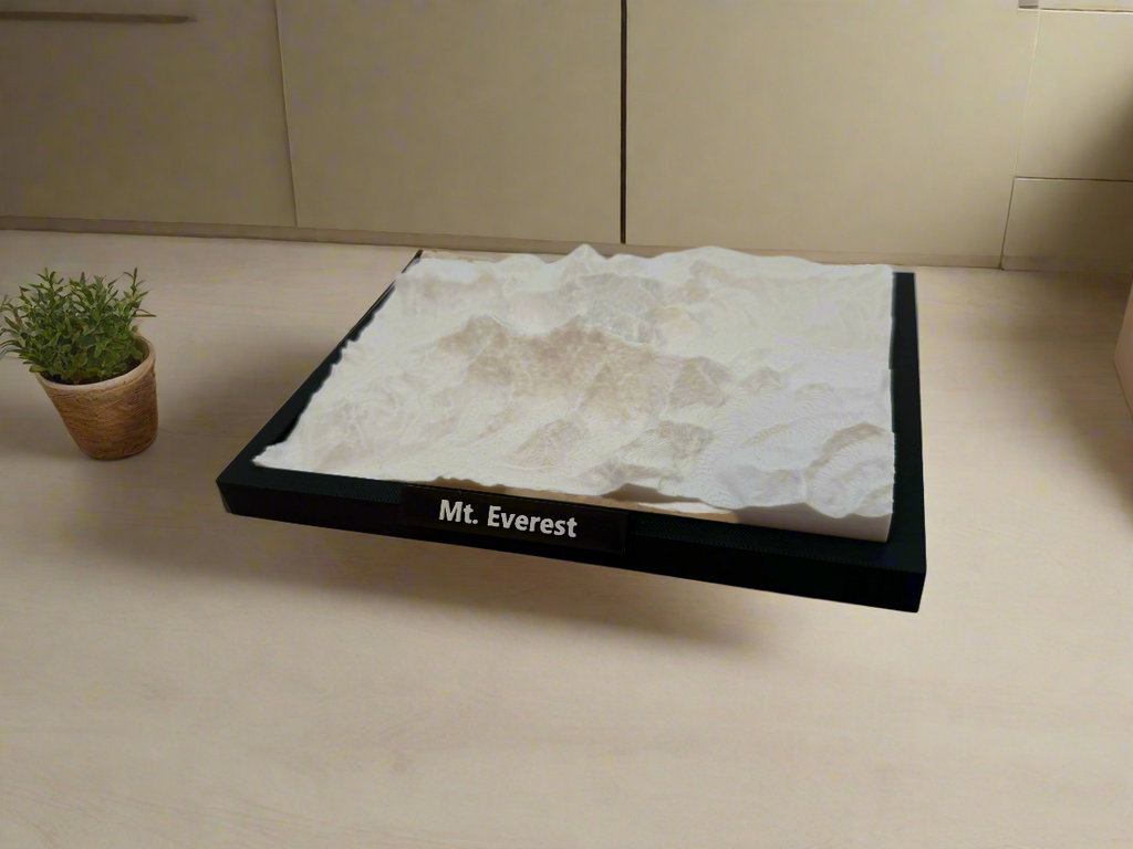 3D Printed Miniature of Mount Everest – Detailed Relief Model of the Highest Mountain in the World - Premium Quality
