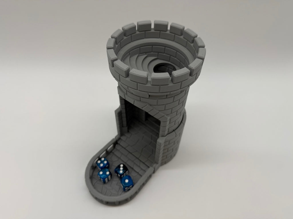Mittelalterlicher Würfelwerfer – 3D-gedruckter Würfelturm in Turmform – Premiumqualität