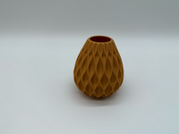 Goldbraune 3D-gedruckte Vase mit Rautenmuster – Moderner dekorativer Blumentopf – Geometrisches Design