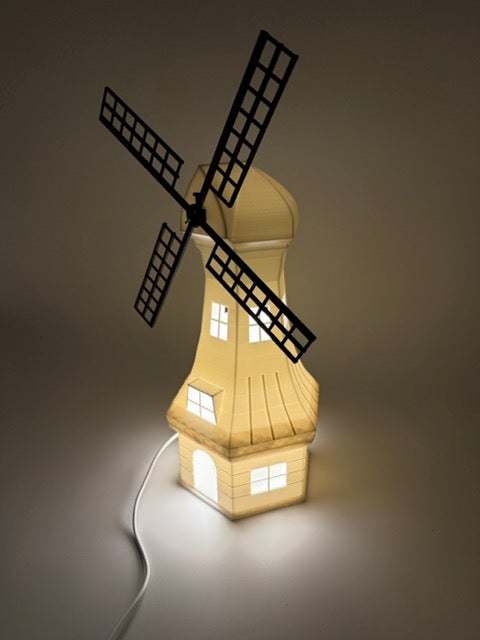 Decorative table lamp 'Mill' in the shape of a windmill - unique mood lamp with warm light