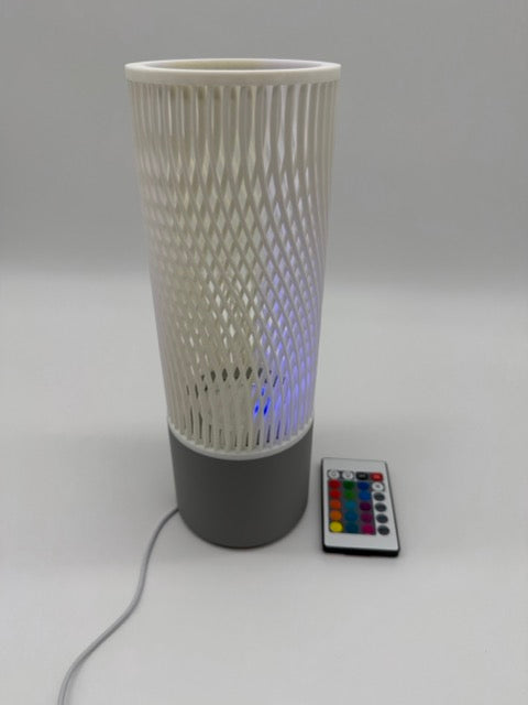 Moderne Tafellamp 'Spiral' met Opengewerkt Cilinderdesign en Grijze Voet – Stijlvolle Sfeerverlichting