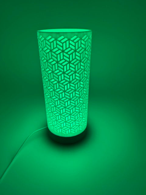 Tafellamp 'Dia' met Geometrisch Gesneden Cilinderkap en Strakke Voet – Moderne Sfeerverlichting