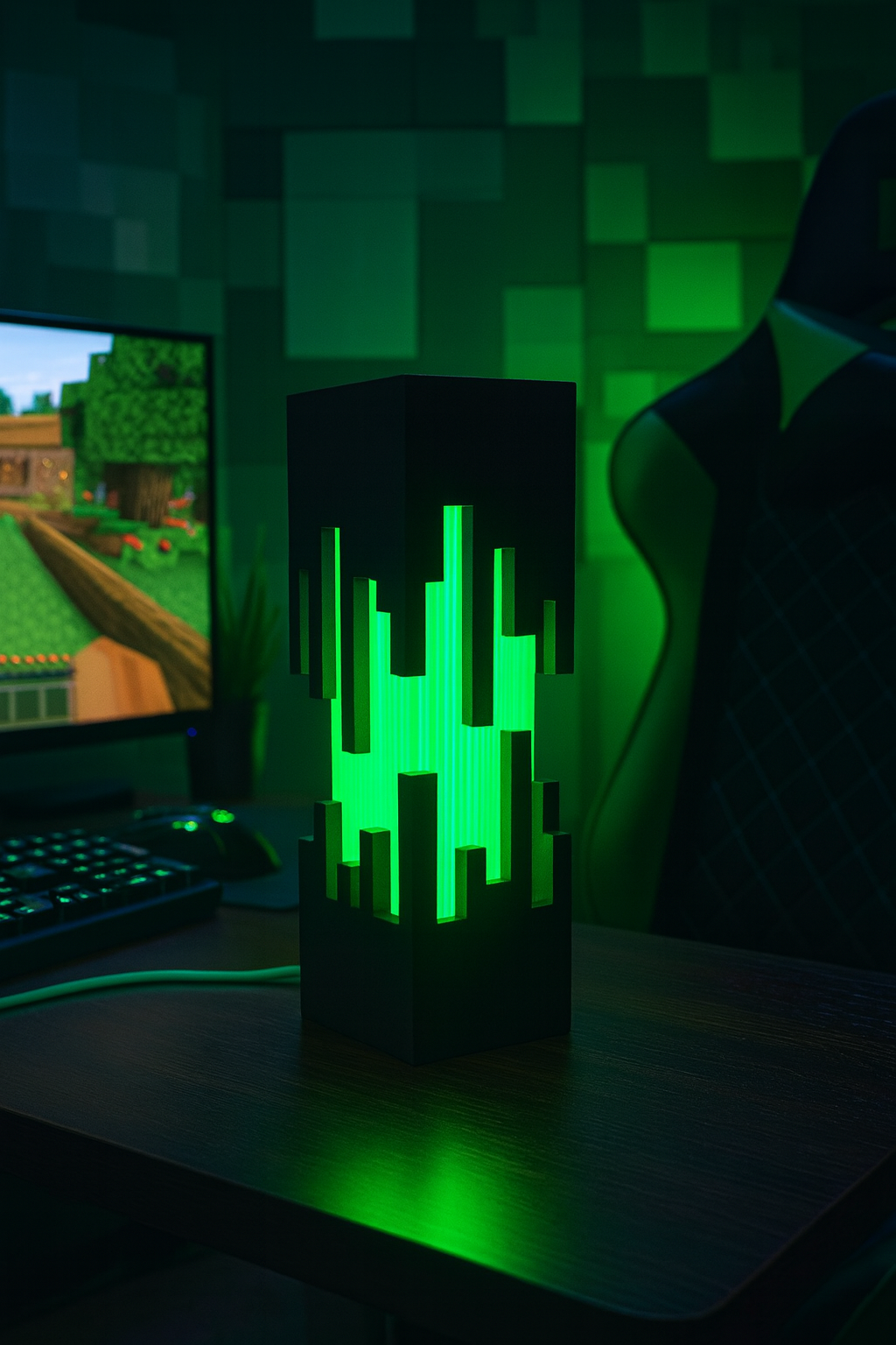 Design Tafellamp 'Future' met Zwart Uitgesneden Patroon en Kleurenwissel – Moderne Sfeerlamp met Afstandsbediening