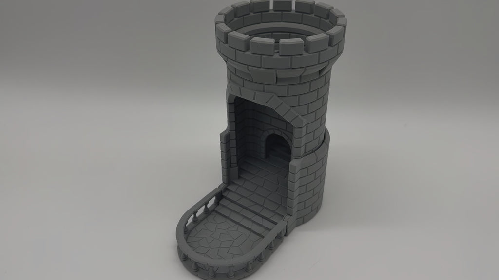 Mittelalterlicher Würfelwerfer – 3D-gedruckter Würfelturm in Turmform – Premiumqualität